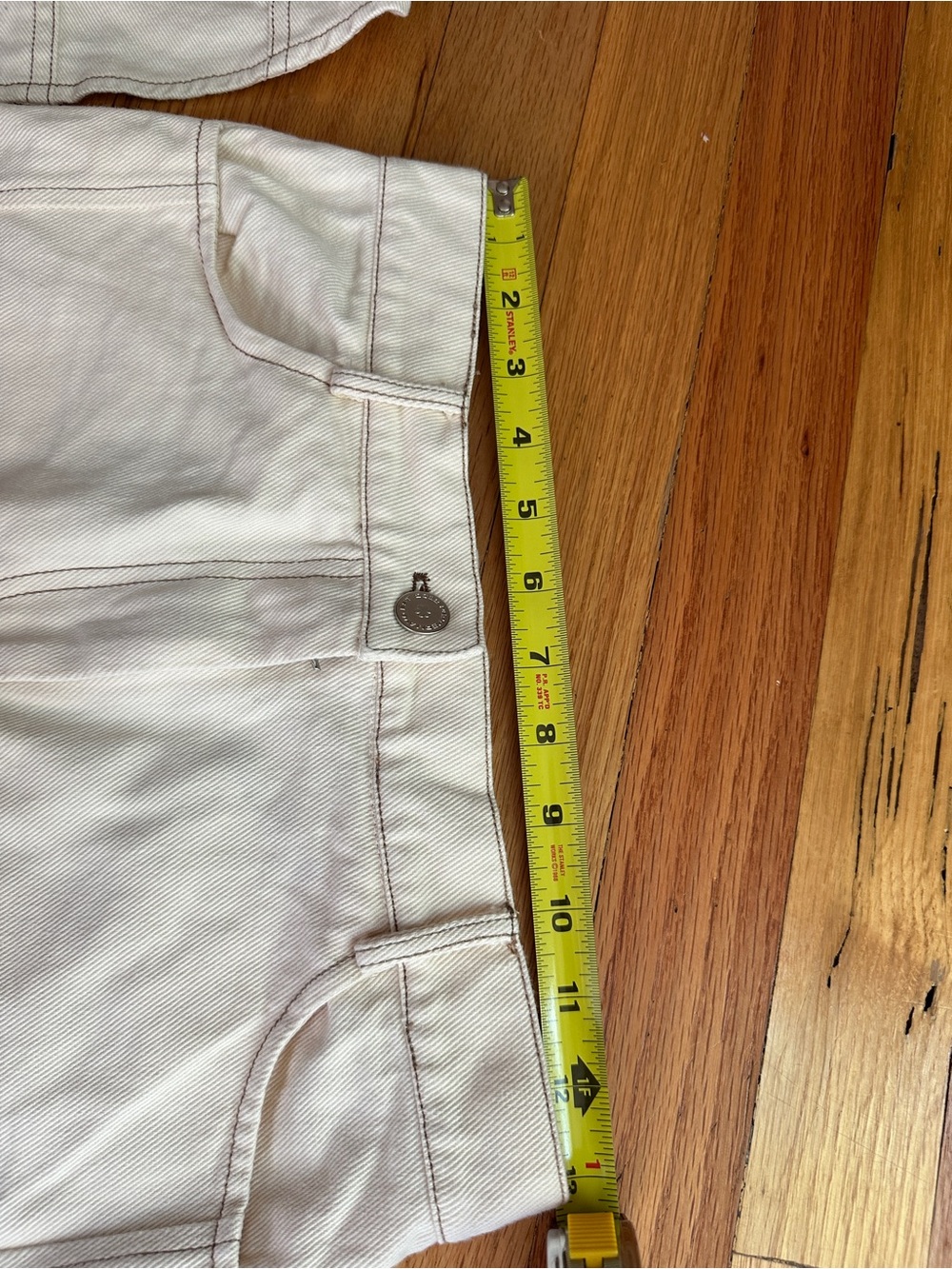 Peppermayo Off-White Denim Bandeau Top & Mini Skirt Matching Set US 2 AU 6 - Picture 3 of 8